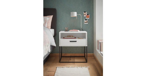 NACHTKÄSTCHEN 60/65/39 cm  in Weiß  - Schwarz/Weiß, Design, Holzwerkstoff/Kunststoff (60/65/39cm) - Carryhome