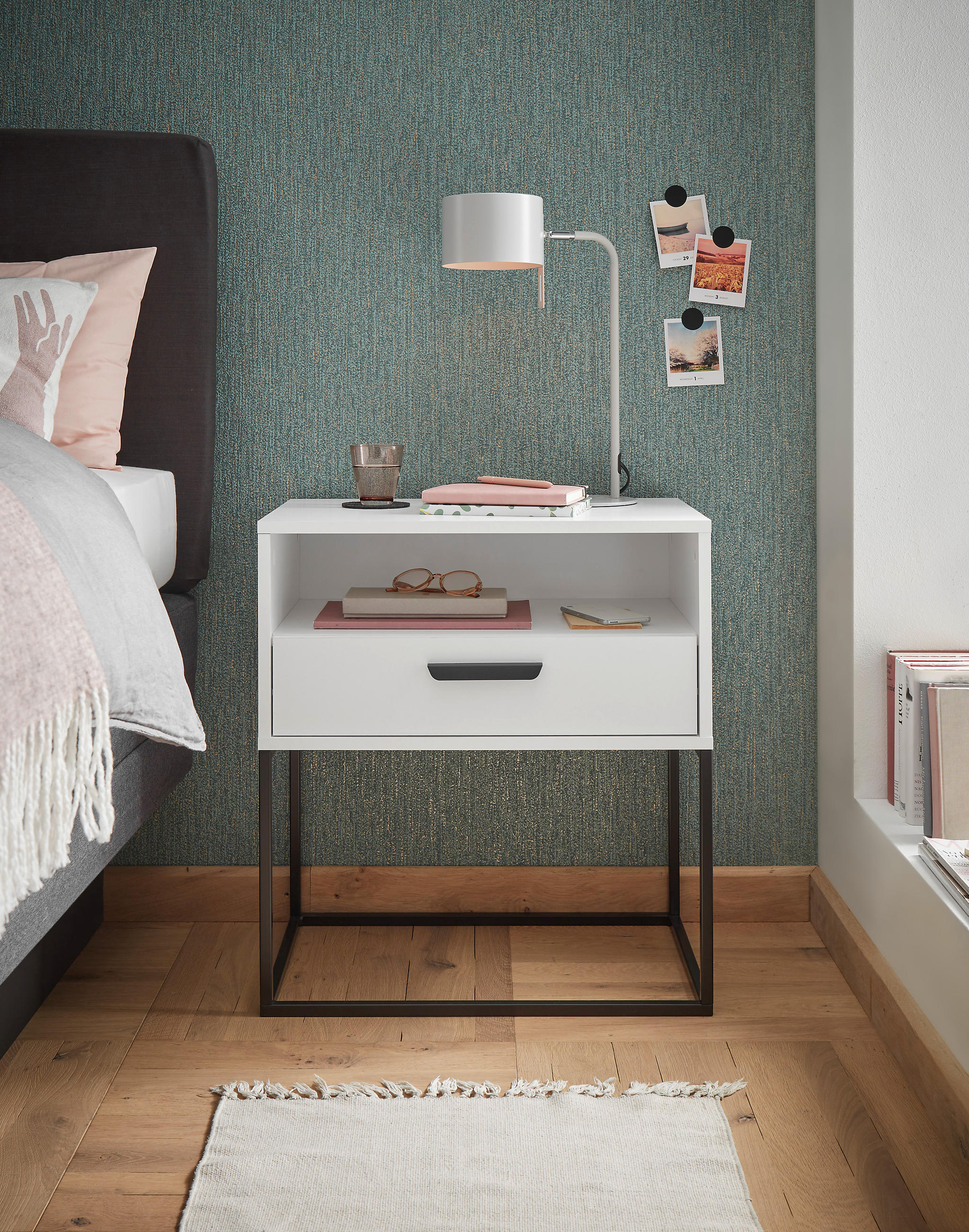 NACHTSCHRANK 60/65/39 cm  - Schwarz/Weiß, Design, Holzwerkstoff/Kunststoff (60/65/39cm) - Boxxx