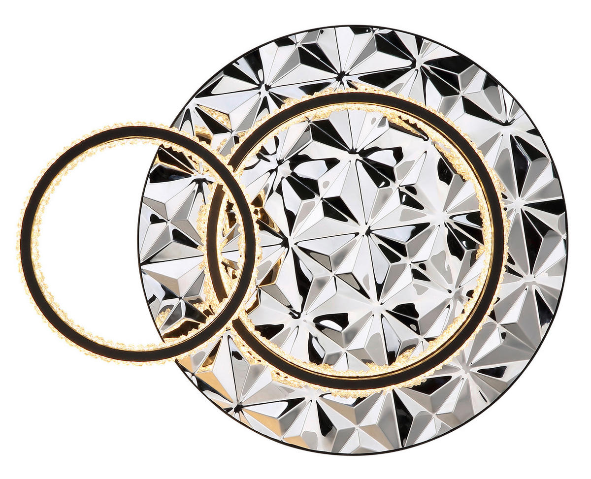 LED-DECKENLEUCHTE DELLA II 50,5/40/14 cm   - Klar/Chromfarben, Design, Kunststoff/Metall (50,5/40/14cm) - Globo