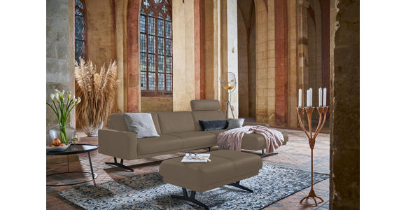 ECKSOFA in Echtleder Greige  - Greige/Anthrazit, KONVENTIONELL, Leder/Metall (324/182cm) - Ambiente