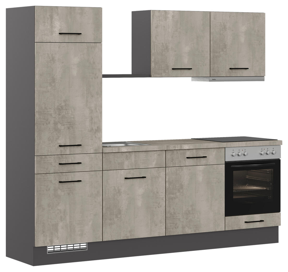 KÜCHENBLOCK 240 cm   in Graphitfarben, Grau  - Schwarz/Graphitfarben, Trend, Holzwerkstoff/Metall (240cm) - Impuls