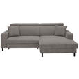 ECKSOFA in Flachgewebe Dunkelgrau  262/166 cm  - Dunkelgrau/Schwarz, Design, Textil/Metall (262/166cm) - Xora
