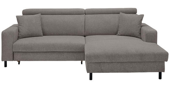 ECKSOFA in Flachgewebe Dunkelgrau 262/166 cm - Dunkelgrau/Schwarz, Design, Textil/Metall (262/166cm) - Xora