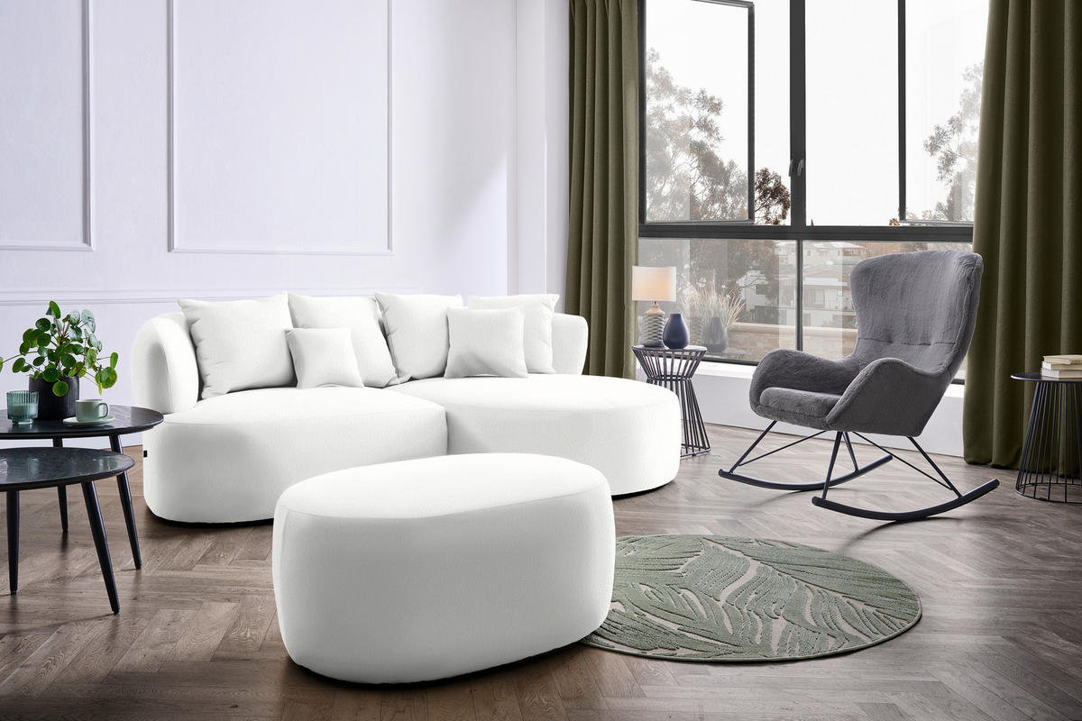 HOCKER in Textil Creme  - Creme/Schwarz, MODERN, Kunststoff/Textil (88/43/66cm) - Hom`in