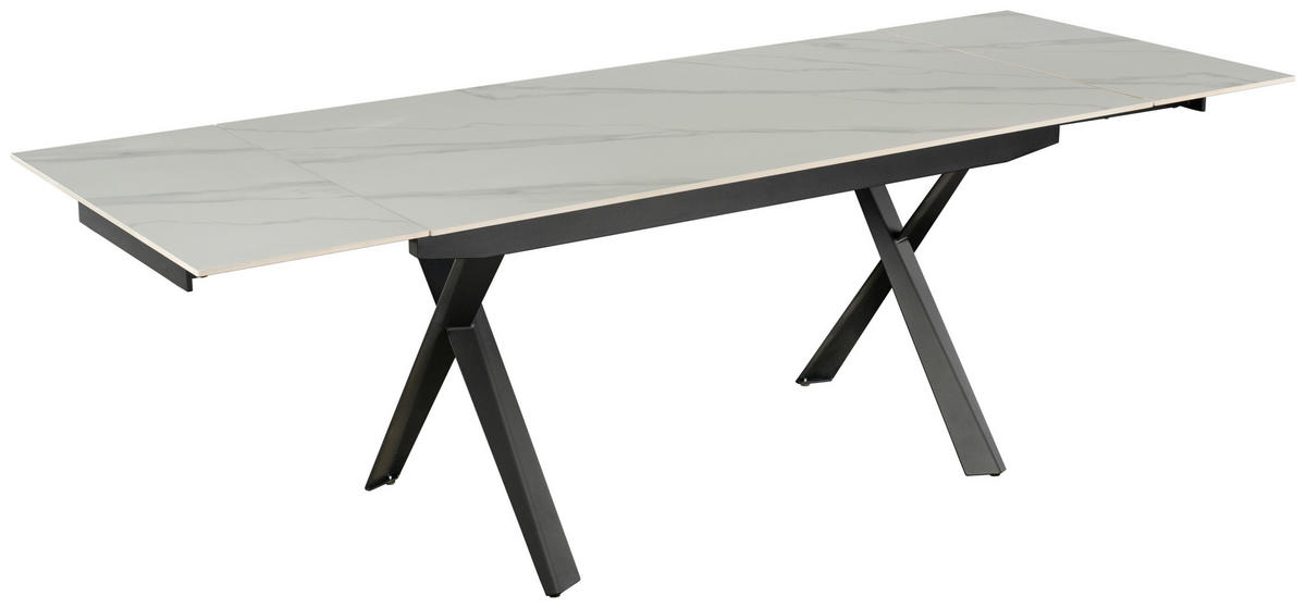 ESSTISCH 160-240/90/76 cm  Metall, Keramik ausziehbar rechteckig Grau, Schwarz, Weiss  - Weiss/Schwarz, Design, Keramik/Metall (160-240/90/76cm) - Stylife