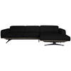 ECKSOFA in Echtleder Schwarz  - Eichefarben/Schwarz, Design, Leder/Holz (305/163cm) - Novel