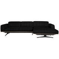 ECKSOFA in Echtleder Schwarz  305/163 cm  - Eichefarben/Schwarz, Design, Leder/Holz (305/163cm) - Novel
