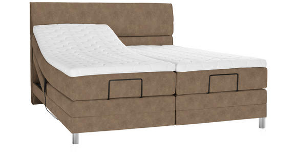 BOXSPRINGBETT 160/200 cm  in Braun  - Chromfarben/Braun, KONVENTIONELL, Kunststoff/Textil (160/200cm) - Voleo