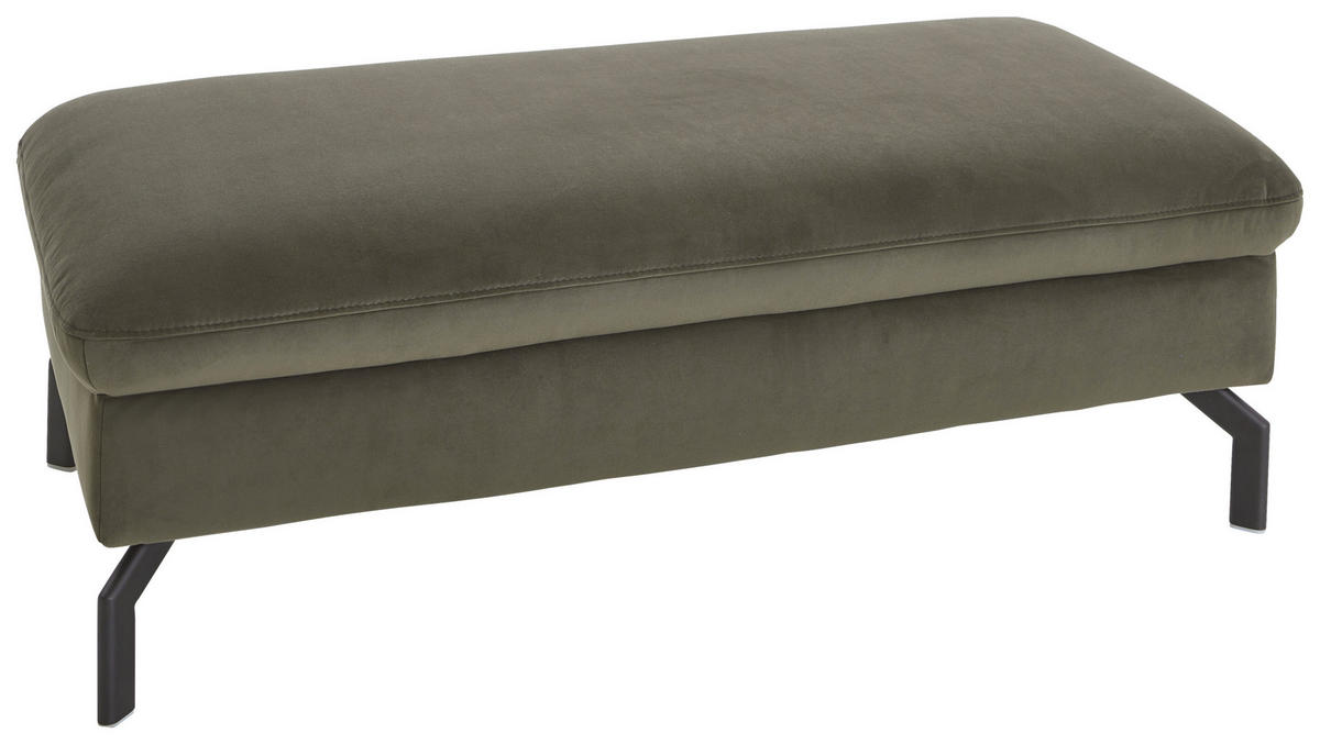 ECKSOFA in Velours Olivgrün  - Schwarz/Olivgrün, Design, Textil/Metall (179/306cm) - Beldomo System
