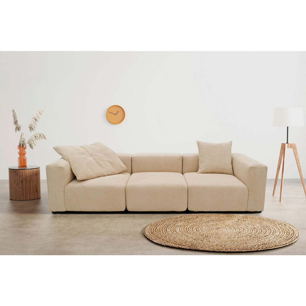 Thumbnail - Mid.you 3-Sitzer-Sofa, Creme, Textil, Uni, 301x69x108 cm, Made in EU, FSC Mix, erweiterbar, planbar, Rücken echt, Armtei...