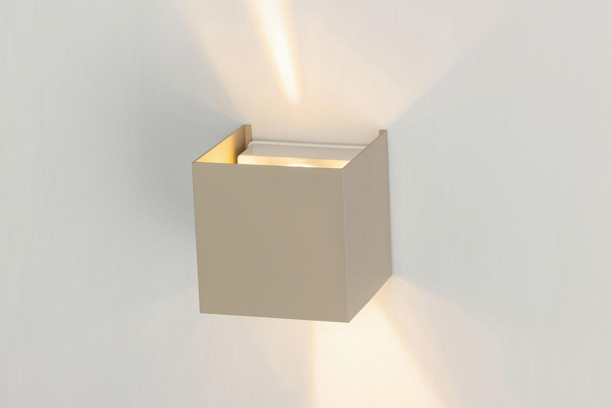 LED-WANDLEUCHTE 10/10/10 cm   - Sandfarben, Basics, Kunststoff/Metall (10/10/10cm) - Novel