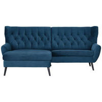 ECKSOFA in Cord Blau  - Blau/Schwarz, Design, Holz/Textil (165/237cm) - Stylife