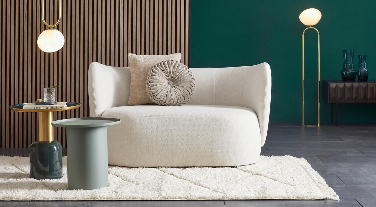 2-SITZER-SOFA Bouclé Creme  - Creme/Schwarz, KONVENTIONELL, Kunststoff/Textil (154/80/84cm) - Carryhome