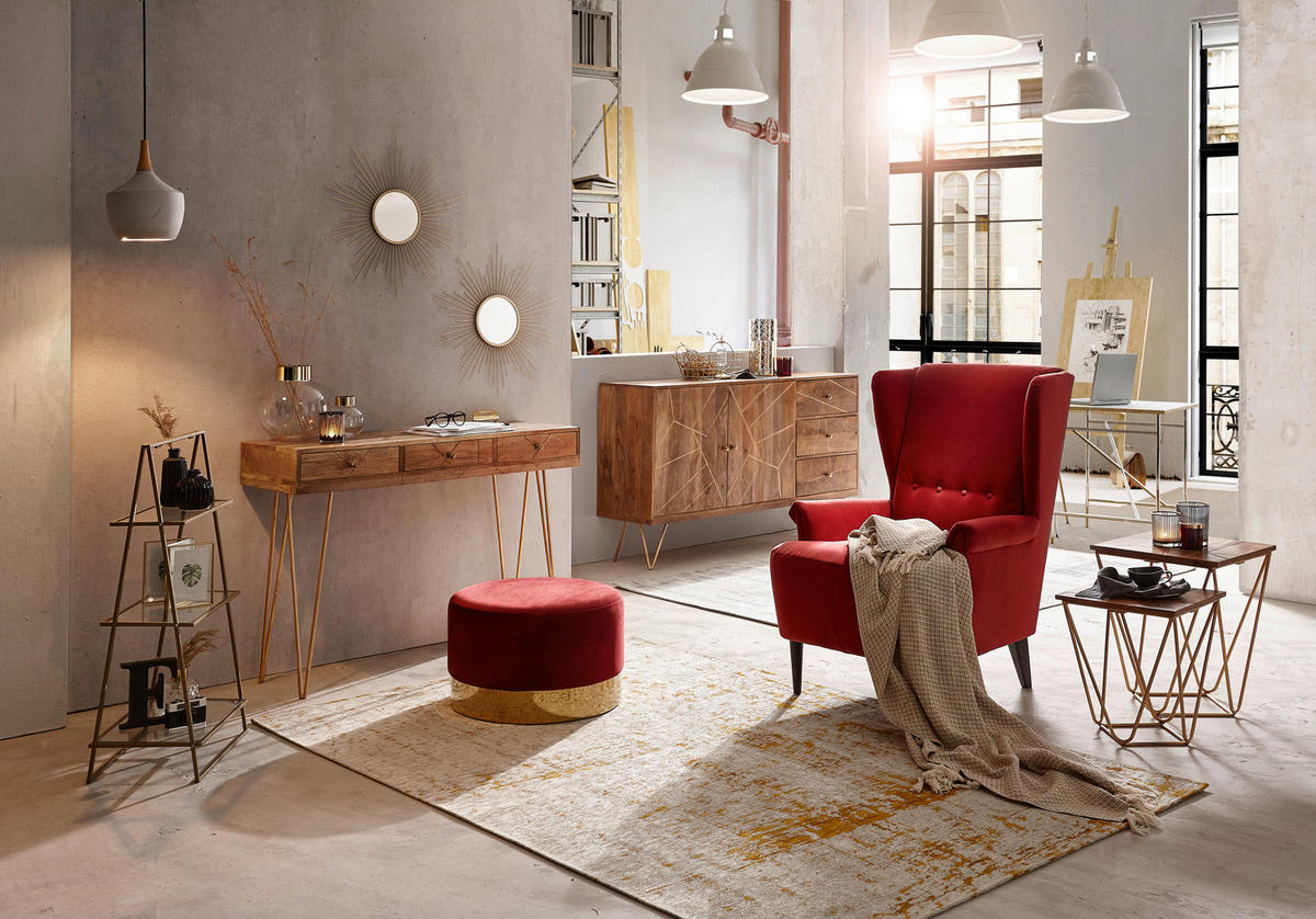 SIDEBOARD  in 145/88/43 cm  - Goldfarben/Naturfarben, Design, Holz/Metall (145/88/43cm) - Landscape