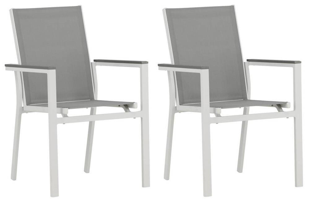 GARTENSTUHL-SET Aluminium Grau, Weiß  - Weiß/Grau, KONVENTIONELL, Textil/Metall (57/90/60cm) - Gardenson