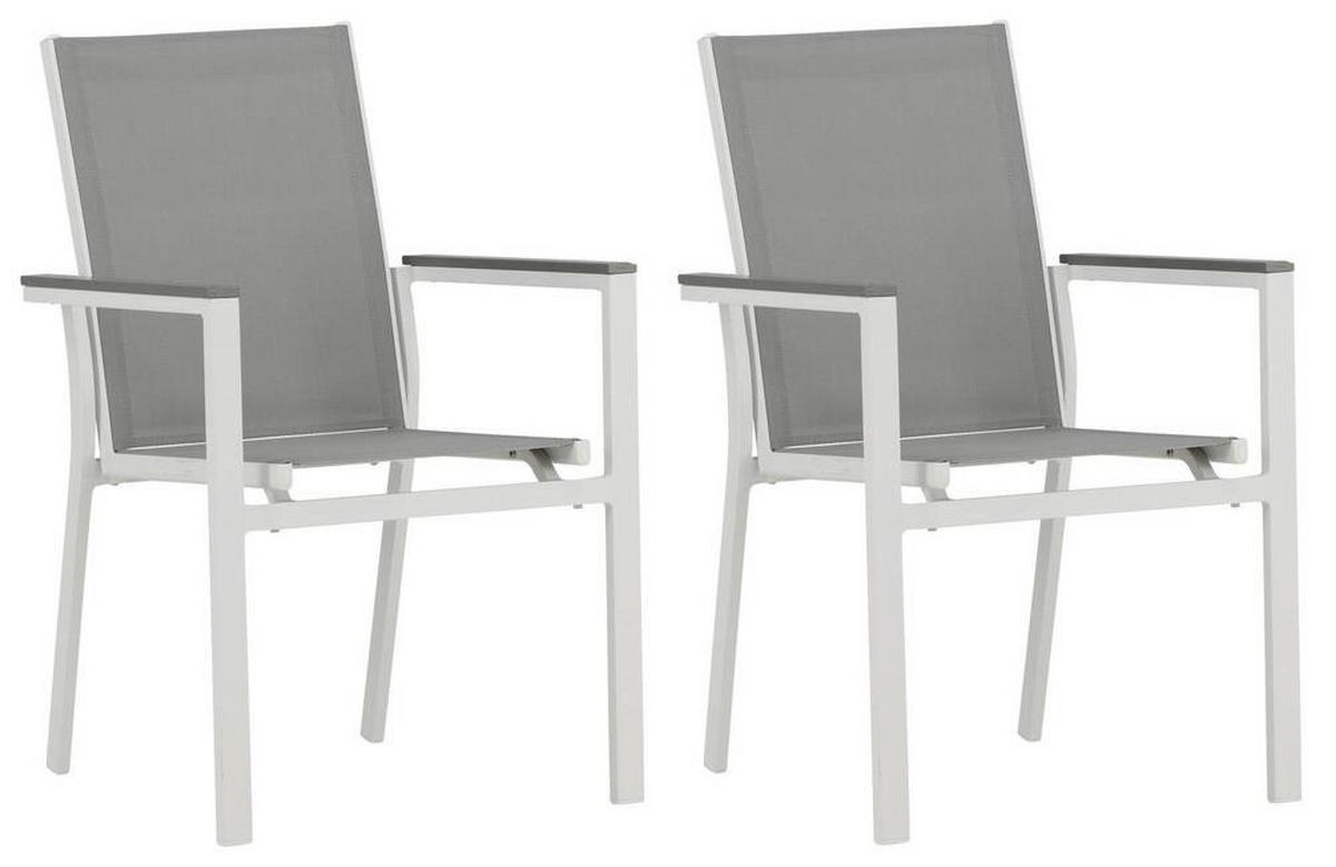 GARTENSTUHL-SET Aluminium Grau, Weiß  - Weiß/Grau, KONVENTIONELL, Textil/Metall (57/90/60cm) - Gardenson