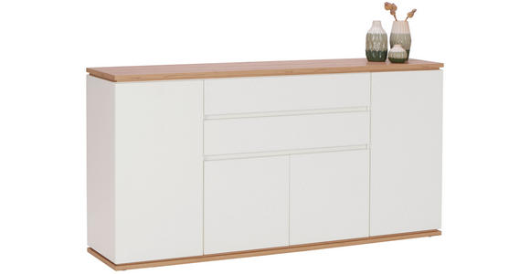 SIDEBOARD Weiß, Eiche Artisan Einlegeböden  - Schwarz/Weiß, Design, Holzwerkstoff/Kunststoff (184/93/42cm) - Xora