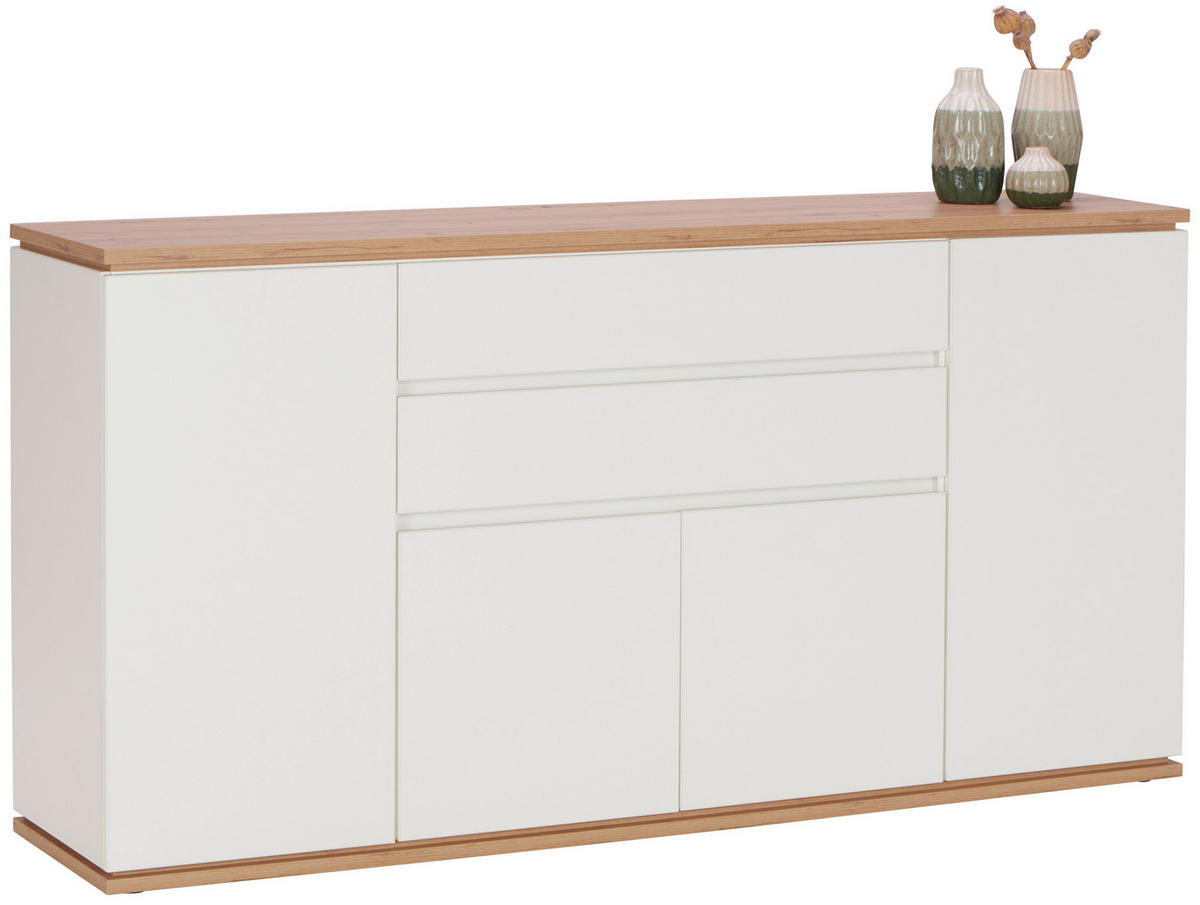 SIDEBOARD 184/93/42 cm  in Weiß, Eiche Artisan  - Schwarz/Weiß, Design, Holzwerkstoff/Kunststoff (184/93/42cm) - Xora