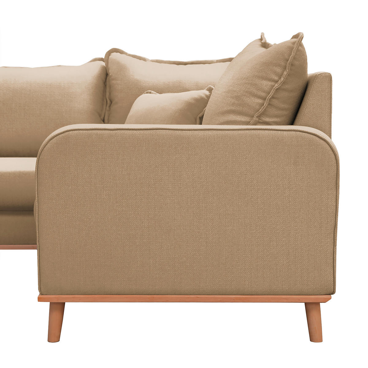 WOHNLANDSCHAFT Sandfarben  - Sandfarben/Wengefarben, Design, Holz/Textil (170/296/167cm) - Livetastic