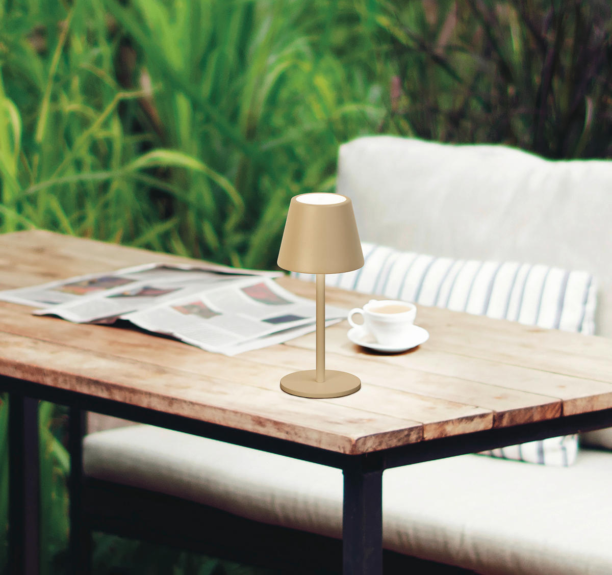 AKKU-TISCHLEUCHTE Salerno 8,5/20 cm  - Sandfarben/Rostfarben, Design, Metall (8,5/20cm)