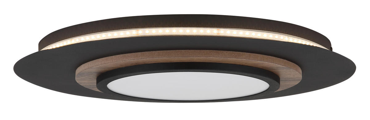 LED-DECKENLEUCHTE 48/5,6 cm   - Dunkelbraun/Schwarz, Natur, Holzwerkstoff/Kunststoff (48/5,6cm) - Globo