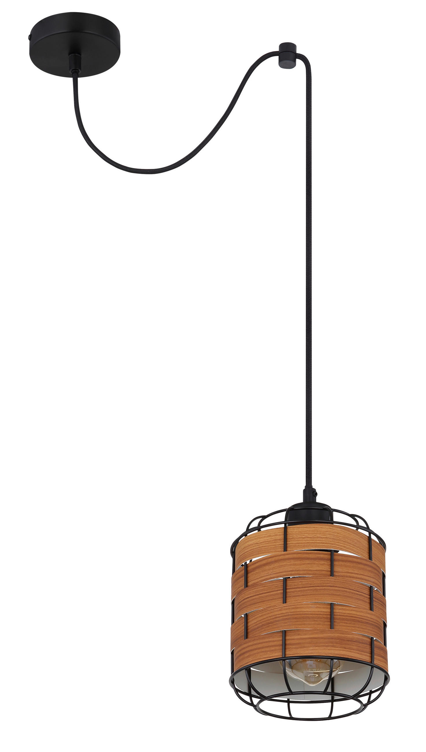 HÄNGELEUCHTE 15/200 cm   - Schwarz/Braun, KONVENTIONELL, Kunststoff/Metall (15/200cm) - Globo