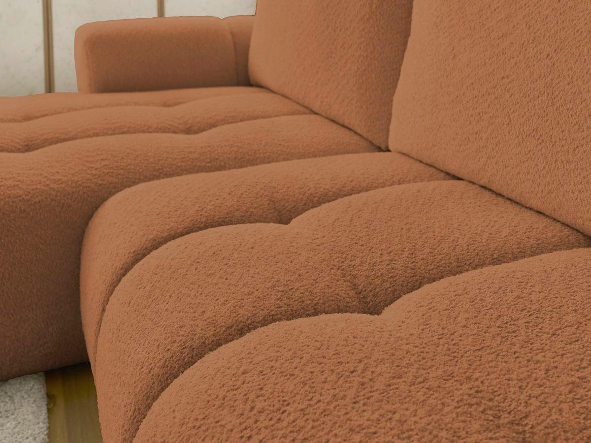 ECKSCHLAFSOFA FUJI Bouclé Orange  inkl.  - Schwarz/Orange, MODERN, Kunststoff/Textil (160/292cm)