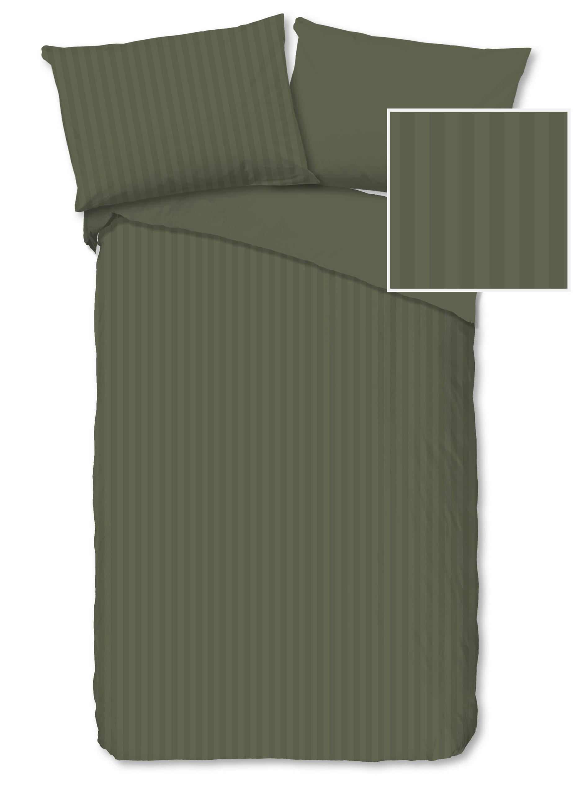 BETTWÄSCHE 2-teilig Descanso Satin 140/200 cm  - Olivgrün, Basics, Textil (140/200cm)