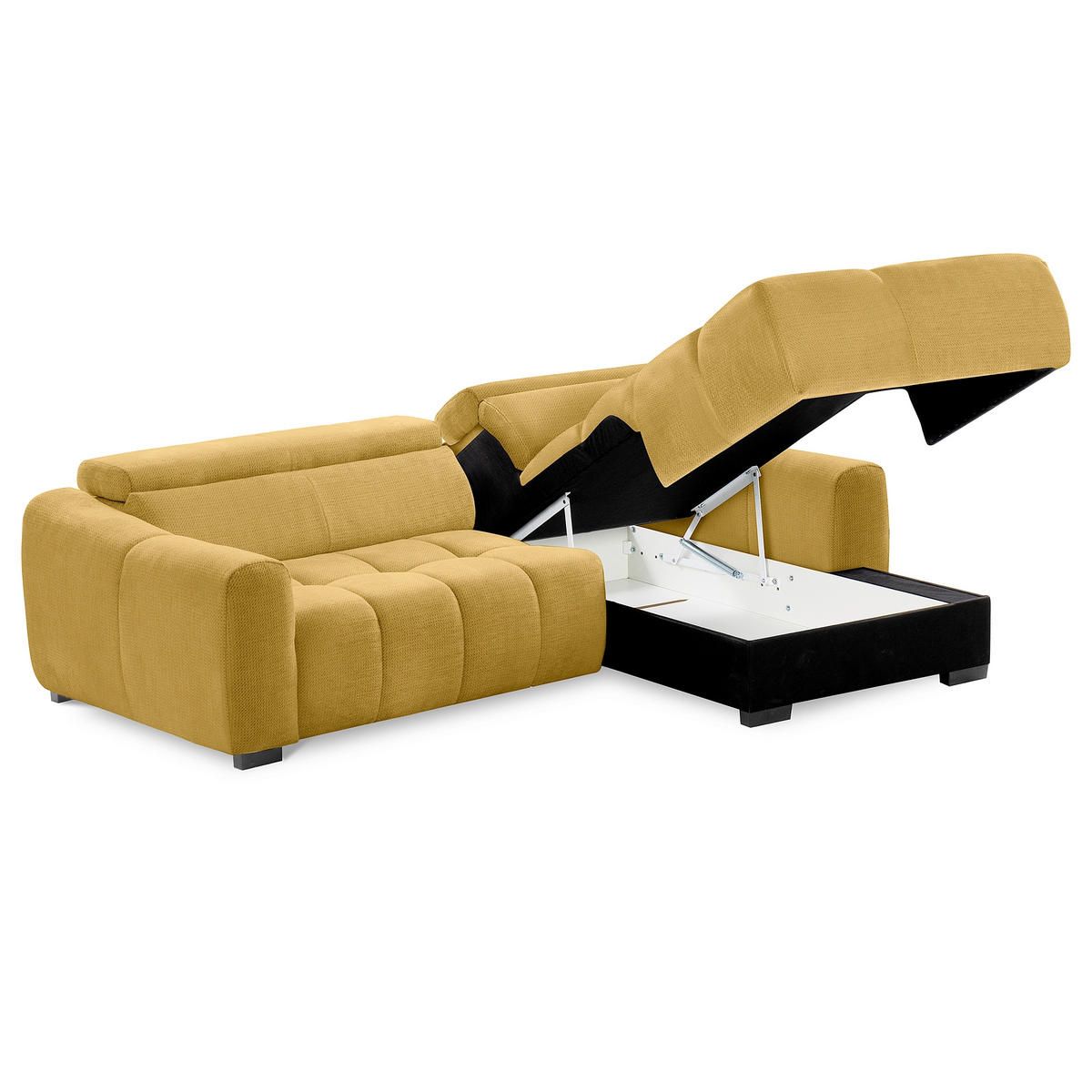 ECKSOFA  Webstoff Senfgelb  - Senfgelb/Schwarz, Design, Kunststoff/Textil (274/177cm) - Livetastic