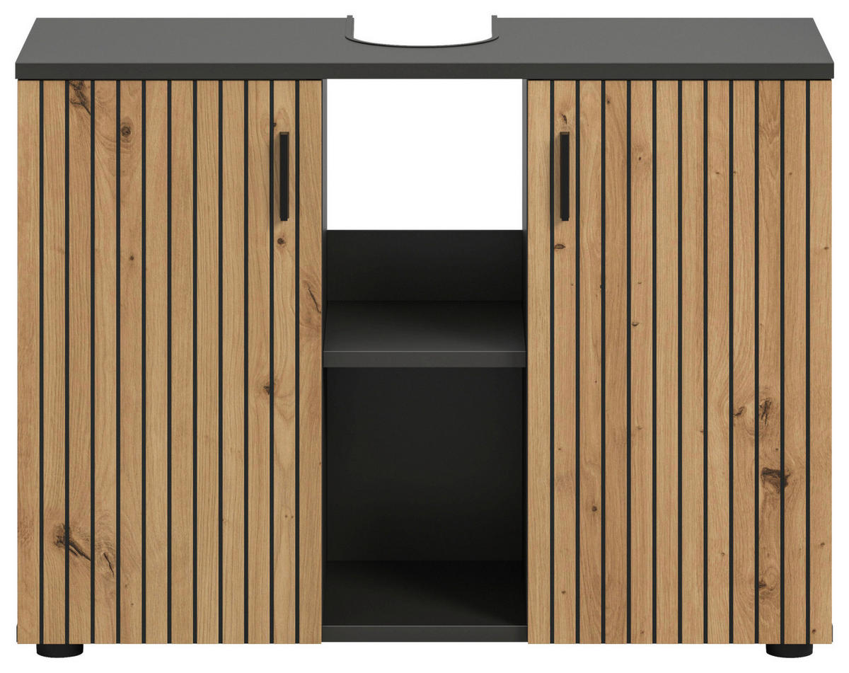 WASCHBECKENUNTERSCHRANK 80/59/30 cm  - Schwarz/Eiche Artisan, Basics, Holzwerkstoff/Kunststoff (80/59/30cm) - MID.YOU