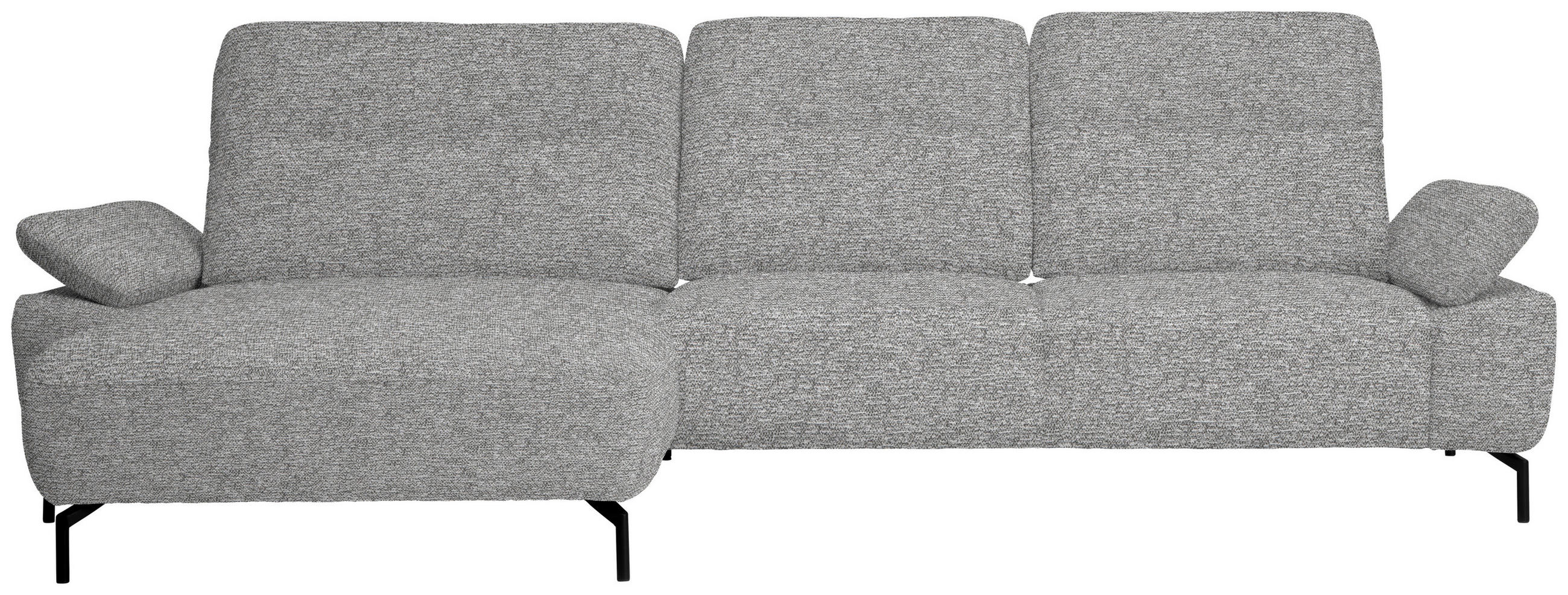 ECKSOFA in Chenille, Flachgewebe Hellgrau  165/318 cm  - Hellgrau/Schwarz, Design, Textil/Metall (165/318cm) - Xora