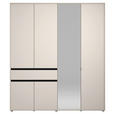 DREHTÜRENSCHRANK 6-türig Schwarz, Kaschmir  - Kaschmir/Schwarz, Basics, Glas/Holzwerkstoff (182,5/210.5/54cm) - Xora