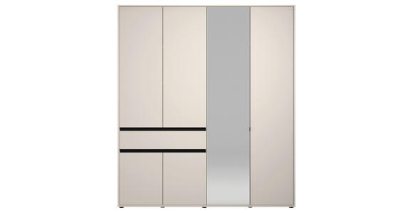 DREHTÜRENSCHRANK 6-türig Schwarz, Kaschmir  - Kaschmir/Schwarz, Basics, Glas/Holzwerkstoff (182,5/210.5/54cm) - Xora
