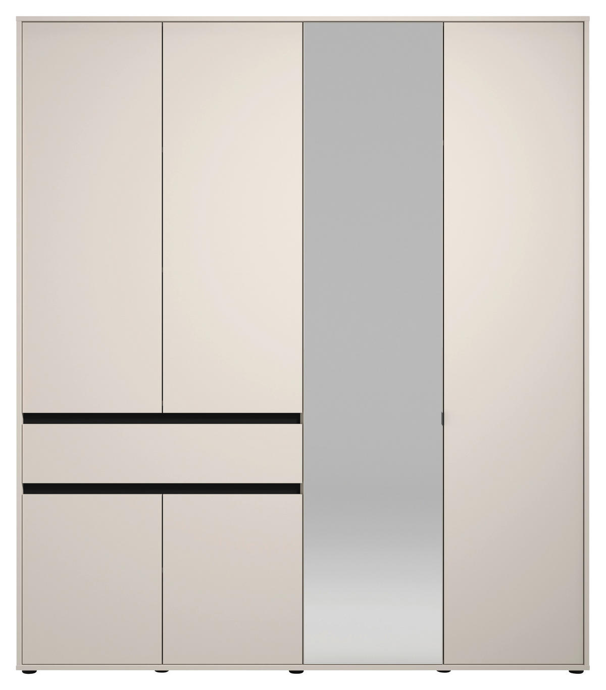 DREHTÜRENSCHRANK 6-türig Schwarz, Kaschmir  - Kaschmir/Schwarz, Basics, Glas/Holzwerkstoff (182,5/210.5/54cm) - Xora