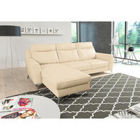 ECKSOFA Lederlook Echtleder Beige  - Chromfarben/Beige, Design, Leder/Textil (168/236cm) - Livetastic