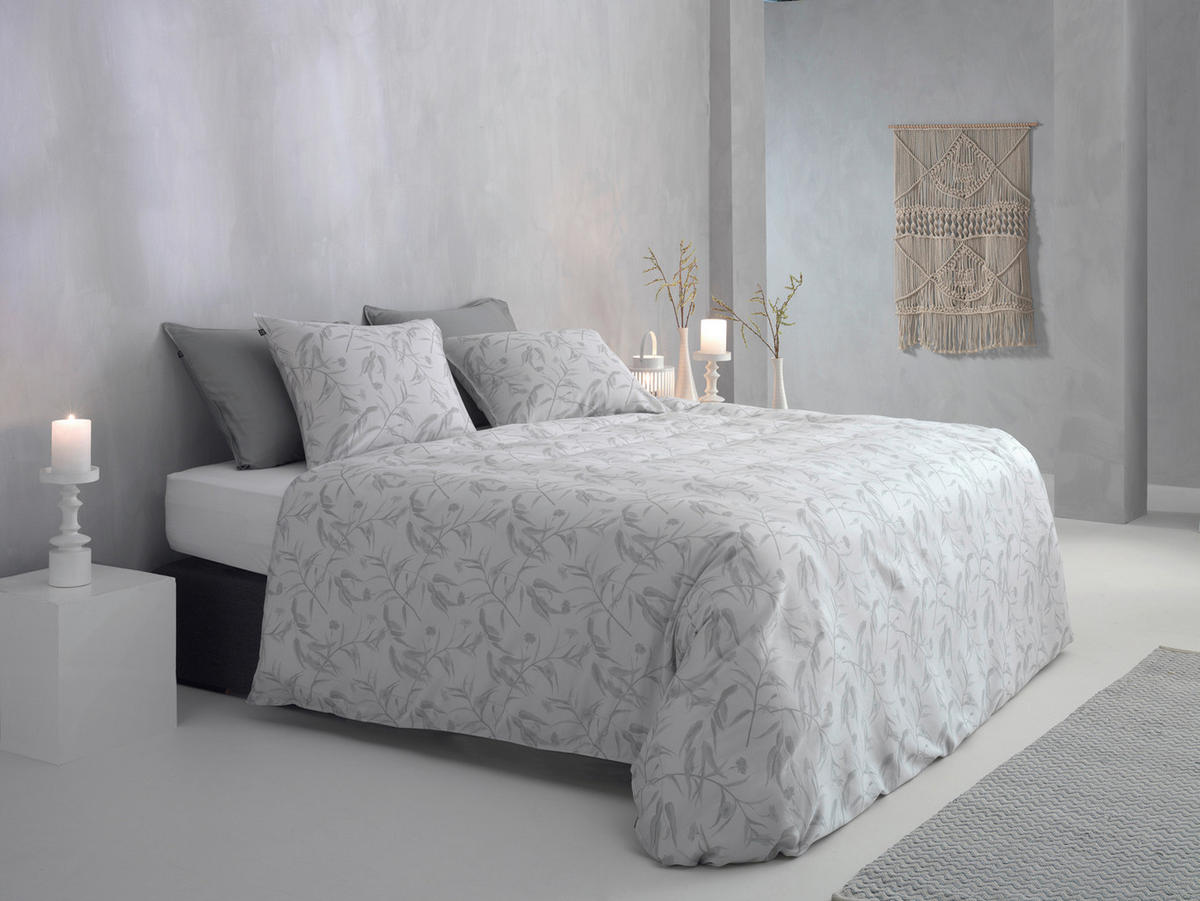 BETTWÄSCHE Fiori-di-Satinado Makosatin 155/220 cm  - Hellgrau, Basics, Textil (155/220cm)
