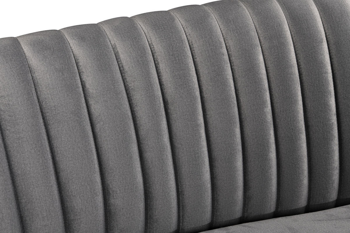 3-SITZER-SOFA ELARA Samt Grau  - Goldfarben/Grau, Design, Textil/Metall (246/81/111cm) - MID.YOU
