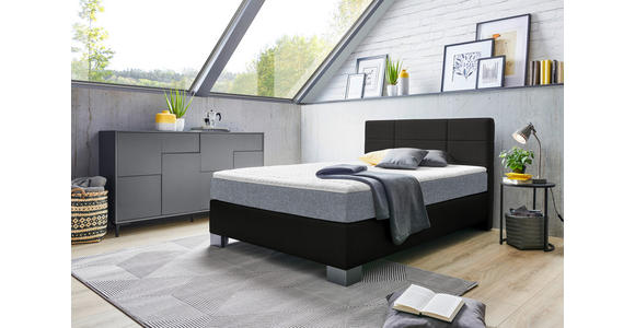 BOXSPRINGBETT 120/200 cm  in Schwarz  - Graphitfarben/Schwarz, Design, Holz/Textil (120/200cm) - Hom`in