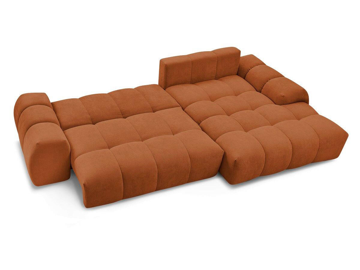 ECKSCHLAFSOFA EVEREST  mit Rücken echt, Armteil links, Armteil rechts Struktur Orange  - Schwarz/Orange, MODERN, Kunststoff/Textil (318/180cm) - Livetastic