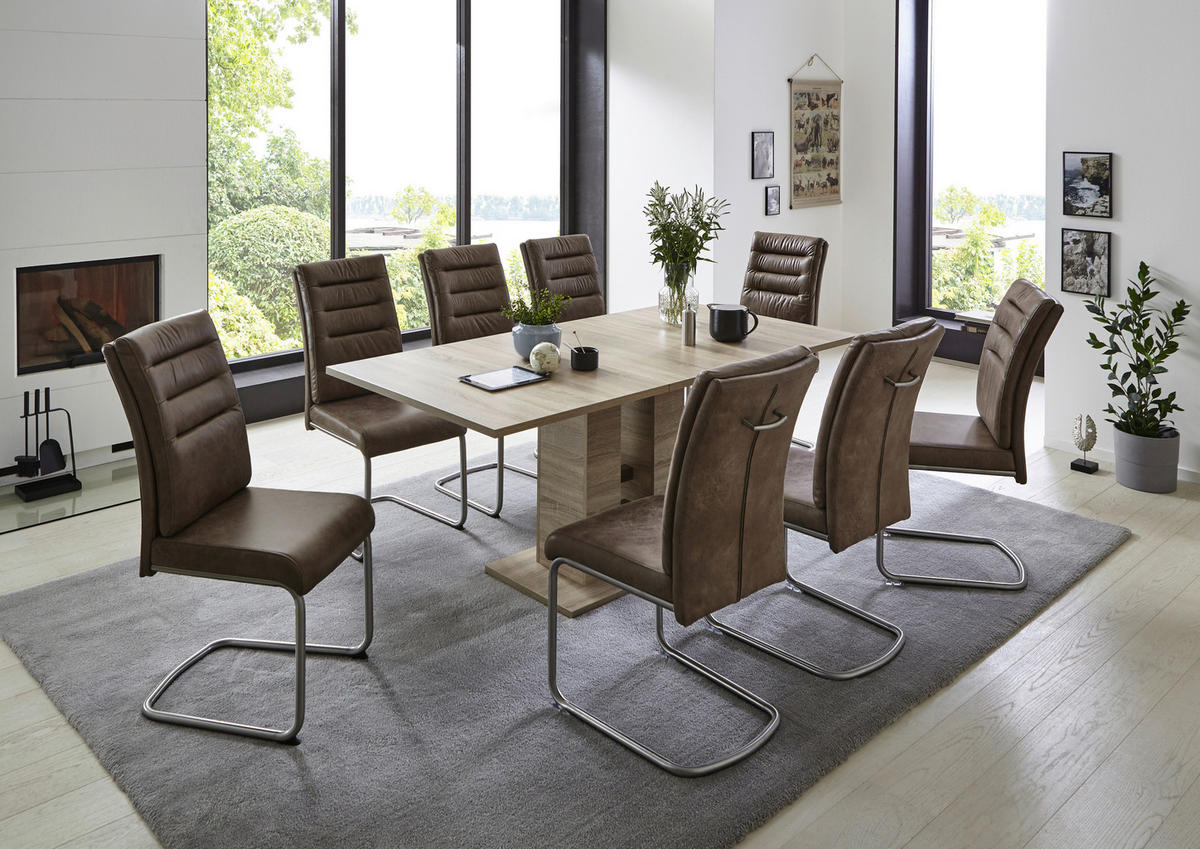 SCHWINGSTUHL-SET 2 Stück  in Edelstahl Mikrofaser  - Schlammfarben/Edelstahlfarben, MODERN, Textil/Metall (45/102/65cm) - MID.YOU