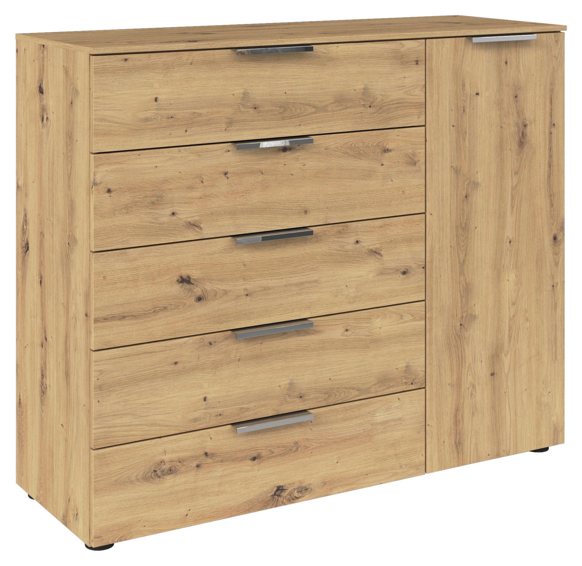 Rauch Möbel Kommode Chrom, Eiche Artisan 120x100x42 cm