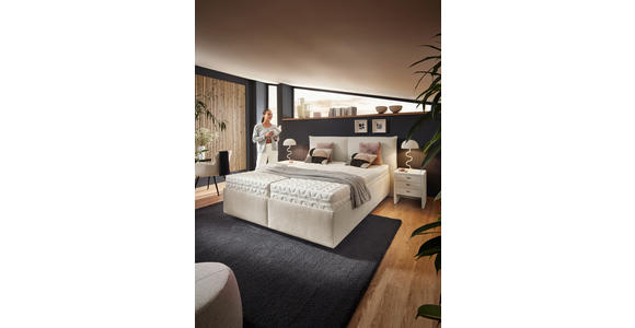 POLSTERBETT 180/200 cm,  in Weiß, Bettkasten, Lattenroste, Matratzen, H2 + H3 = mittel + fest  - Schwarz/Weiß, Design, Holz/Kunststoff (180/200cm) - Voleo