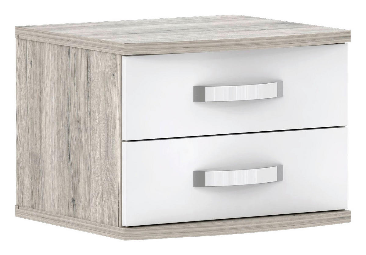 NACHTTISCH 50,4/41,4/46 cm  in Eichefarben, Weiss Hochglanz  - Weiss Hochglanz/Weiss, Basics, Holzwerkstoff/Kunststoff (50,4/41,4/46cm) - Carryhome
