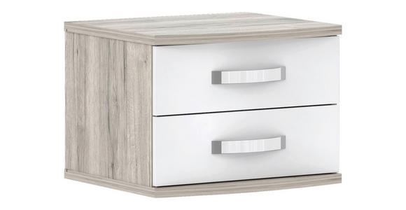 NACHTSCHRANK 50,4/41,4/46 cm - Eichefarben/Weiß Hochglanz, Basics, Holzwerkstoff/Kunststoff (50,4/41,4/46cm) - Carryhome