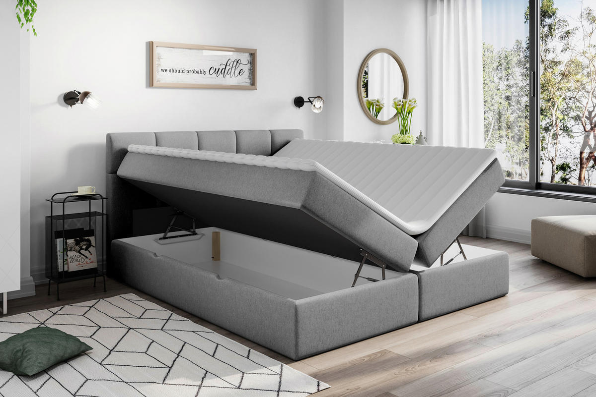BOXSÄNG 180/200 cm  i mörkgrå  - mörkgrå/grå, Lifestyle, trämaterial/trä (180/200cm) - Livetastic