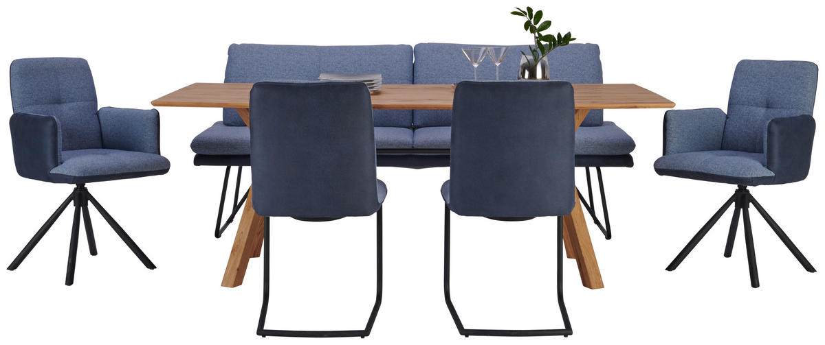 SITZBANK in Metall, Textil Anthrazit, Blau, Schwarz  - Blau/Anthrazit, Design, Textil/Metall (208/91/72cm) - Dieter Knoll