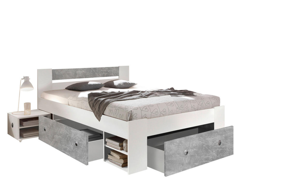 BETTANLAGE - Weiß/Grau, MODERN (140/200cm) - MID.YOU