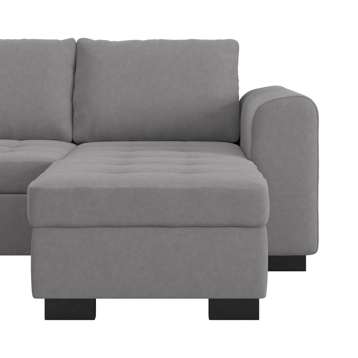 WOHNLANDSCHAFT Grau Mikrofaser  - Schwarz/Grau, MODERN, Kunststoff/Textil (178/305/155cm) - P & B