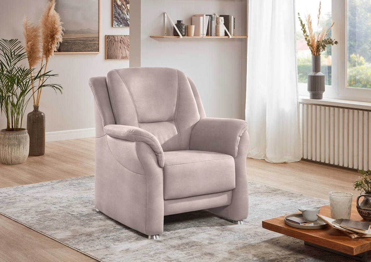 SESSEL in Mikrofaser Rosa  - Beige/Alufarben, KONVENTIONELL, Textil/Metall (90/100/92cm) - Beldomo Comfort