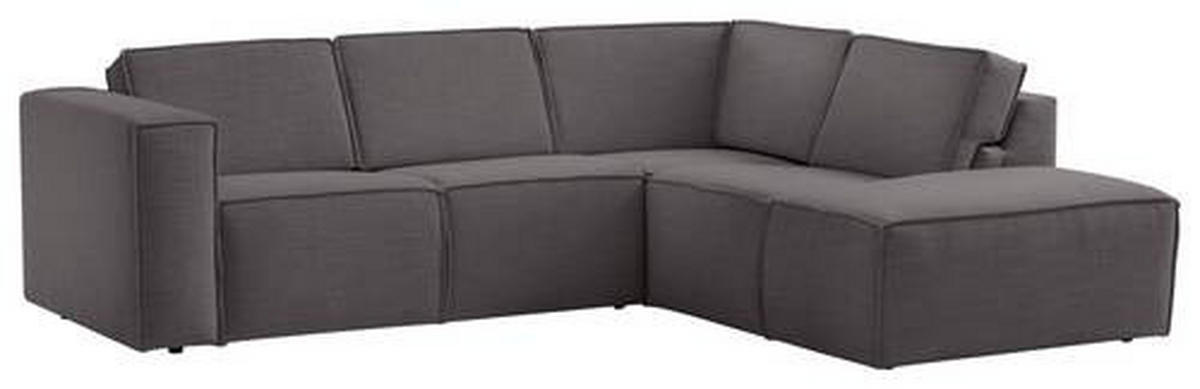 ECKSOFA in Struktur Dunkelgrau  - Dunkelgrau/Schwarz, Modern, Kunststoff/Textil (275/220cm) - Trendmanufaktur
